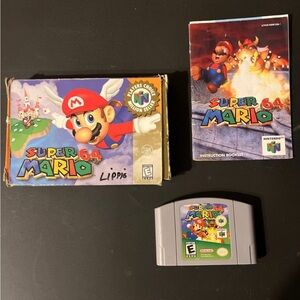 Nintendo Super Mario 64 Cartridge and Manual - Gray